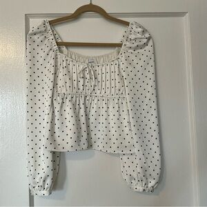 NWOT Sunday Best Black White Polka Dot Blouse